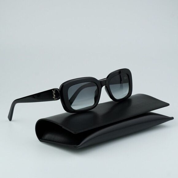 NEW Saint Laurent SLM130 002 Black Gray Gradient Rectangle Women Sunglasses - Picture 1 of 14